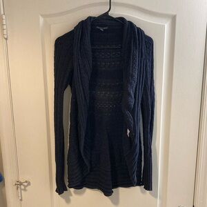 Navy Blue Open Front Cardigan Lightweight Knit